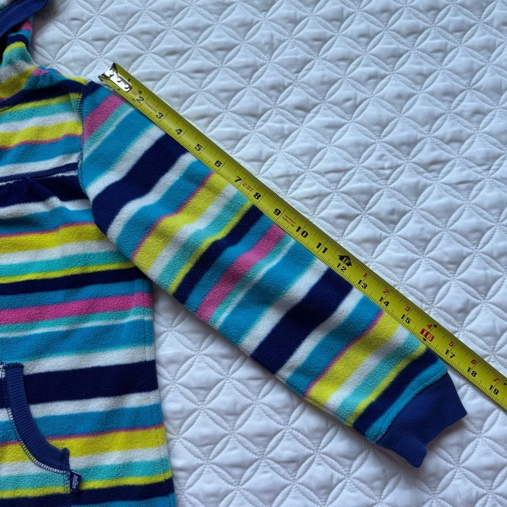 The Children's Place Striped Fleece V-Neck Hoodie Blue White Yellow Pink Sz M